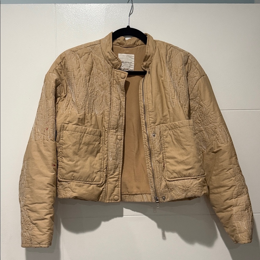 Avec Les Filles Tan Quilted Puffer Jacket